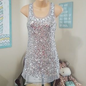 Silver sequin top